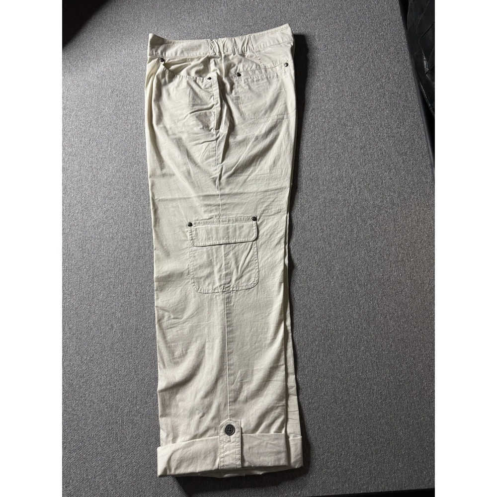 Additions By Chico's Women's Khaki Roll Up Cotton Crop Pants Chicos Size 1
